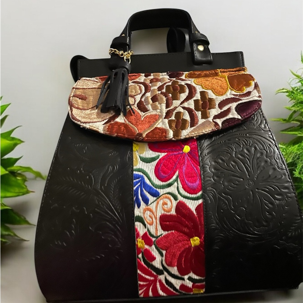 Vegan Embroidered Backpack, Floral Backpack, Crafted in Mexico, vegan backpack